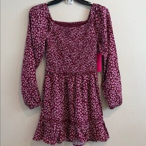 WITH JULES Kids Floral Burgundy Dress with Long Sleeves Size 16
